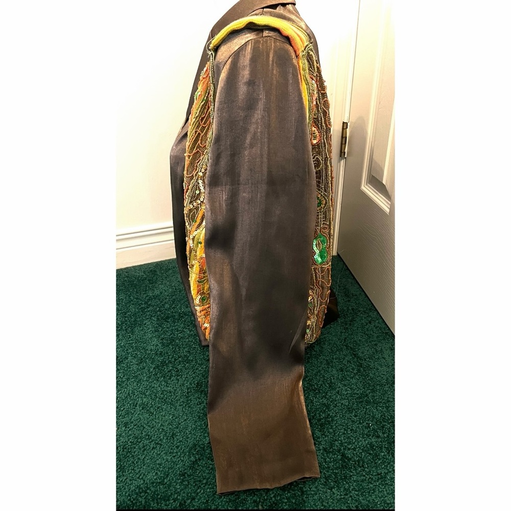 🎁 Boho Sequin Beaded Paisley Hobo Bag Olive Gold Burnt Orange Purse New - Picture 6 of 16